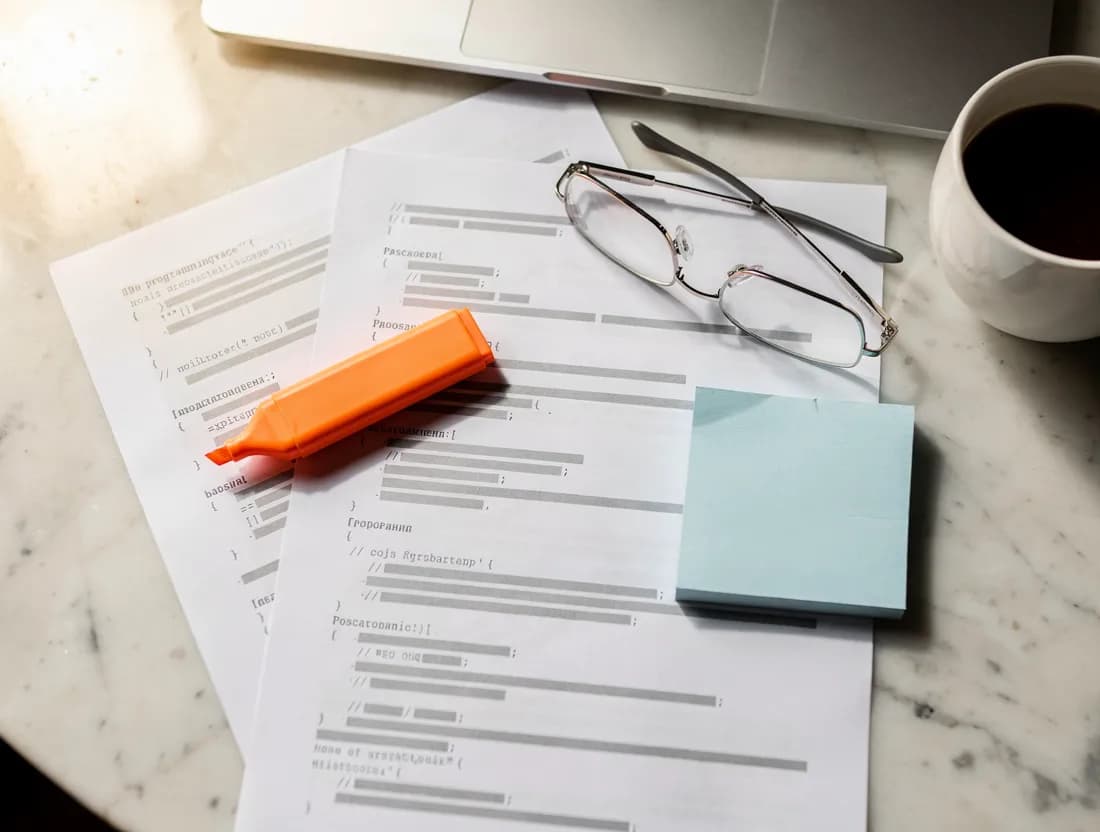 Printed pages from a programming guide with a highlighter